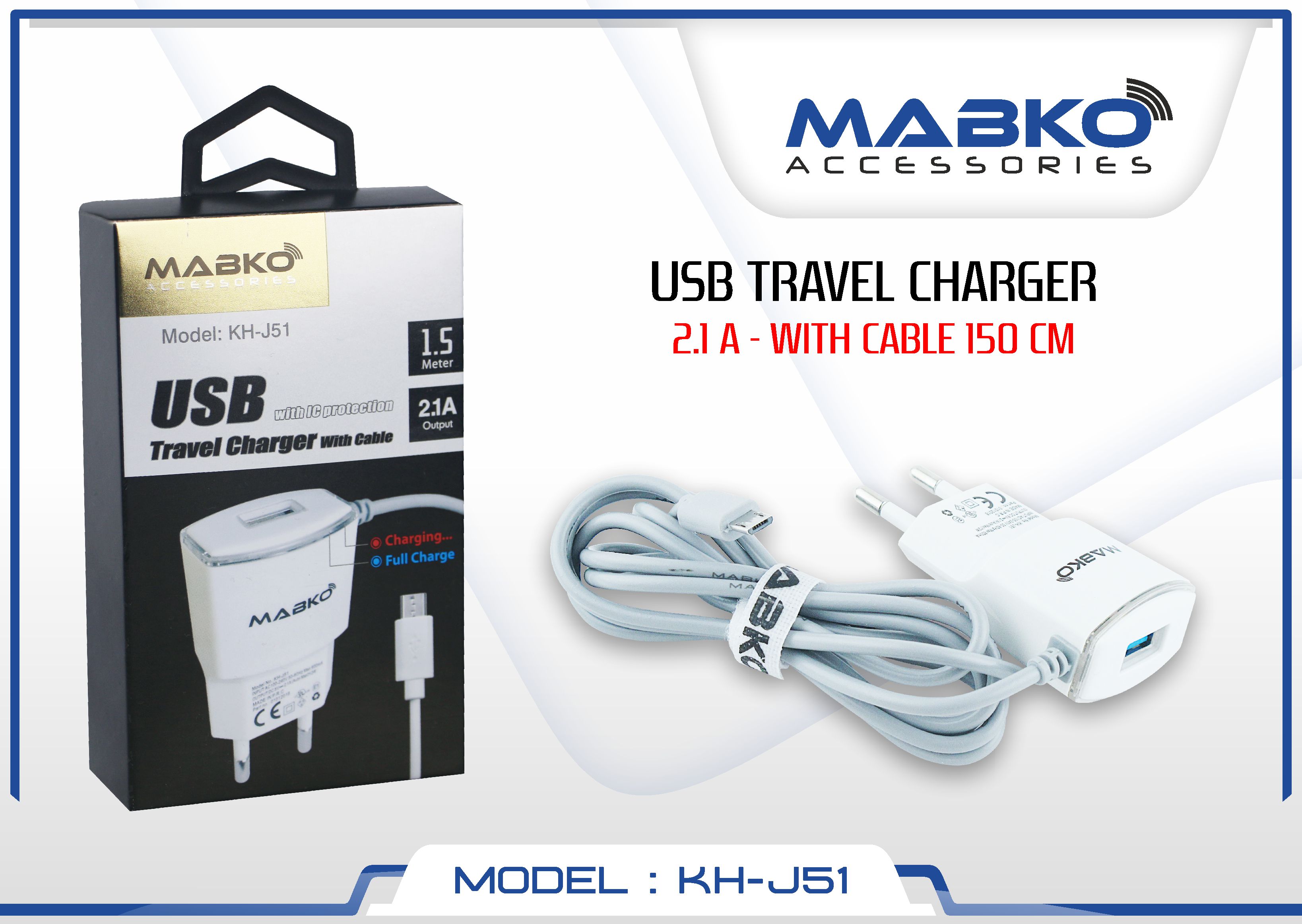 CHARGER 2,1A WITH 1,5M CABLE